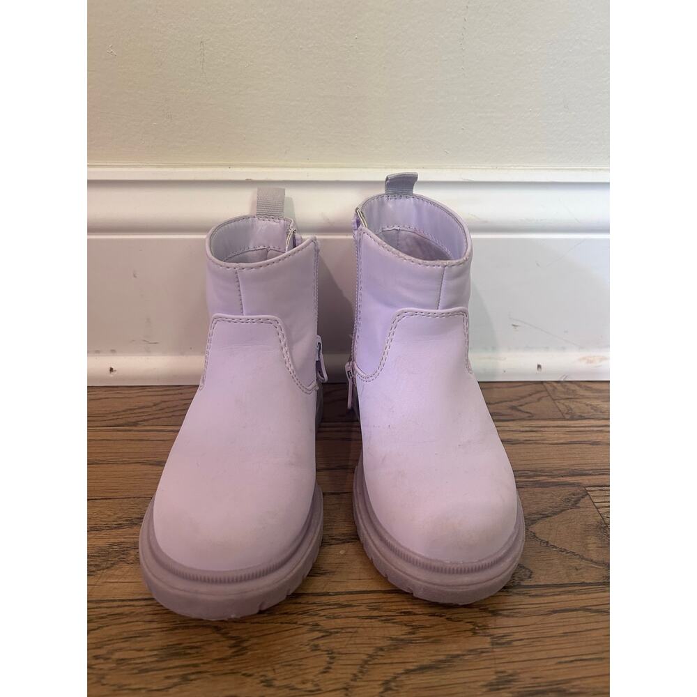Cat & Jack Flora Lavender Purple Chelsea Boots Toddler Girl Sz 8 Chunky Lug Sole - Picture 2 of 8
